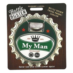 My Man Bottle Buster Bottle Opener Fridge Magnet Coaster Pre-Personalized